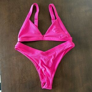 NWT SHEIN Hot Pink Cheeky Bikini Set Size M